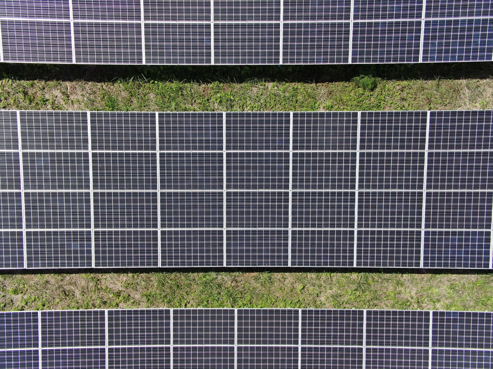 ドローンで上空から撮影した太陽光パネル